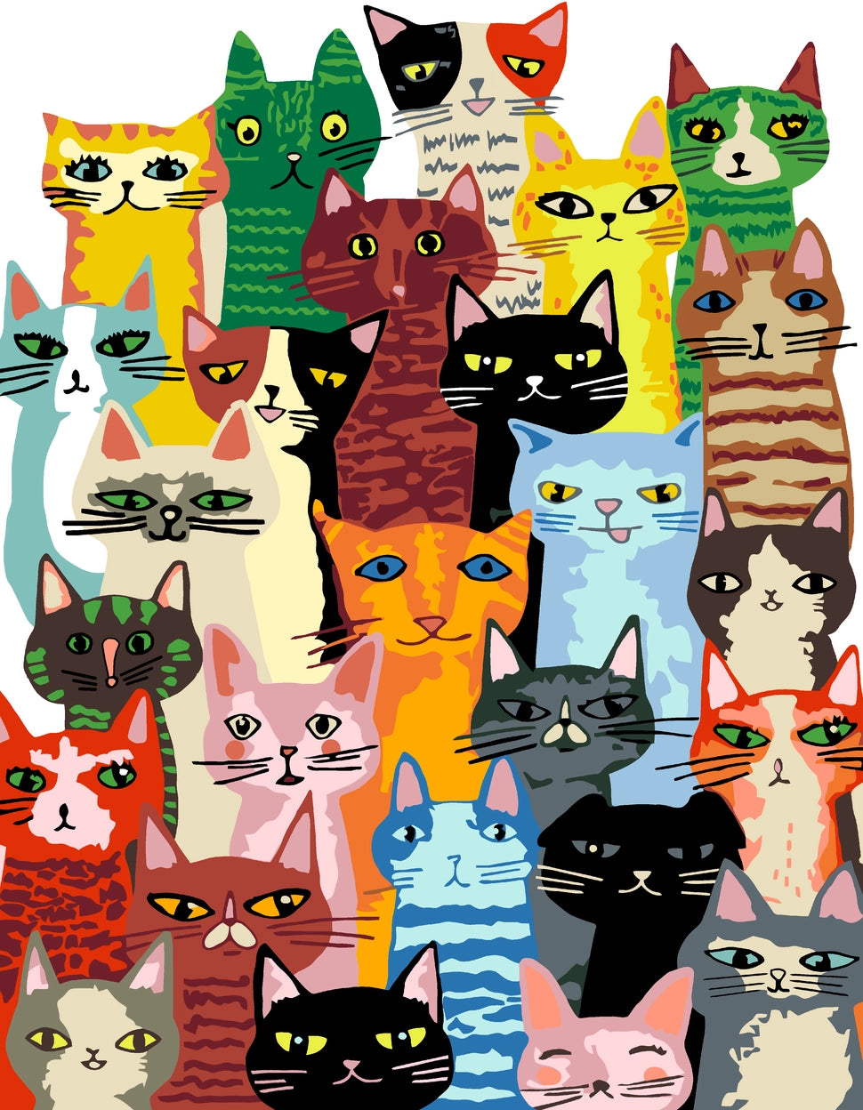 Paint By Color Funny Cats