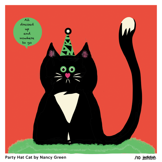 Nancy Green Poster: Party Hat Cat