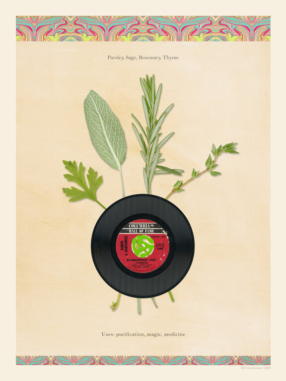 Record Thyme Parsley Sage Rosemary Open Edition Print by MF Cardamone