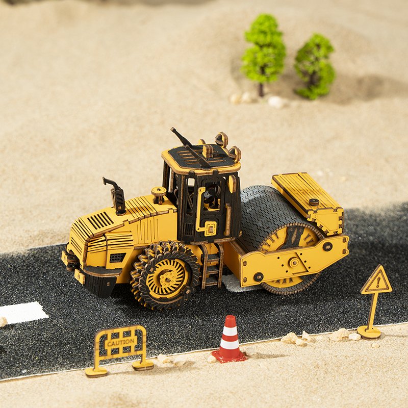 Road Roller Engineering Vehicle 3D Wood Puzzle TG701K
