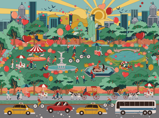 A Day at Central Park Print by Jedidiah Studio