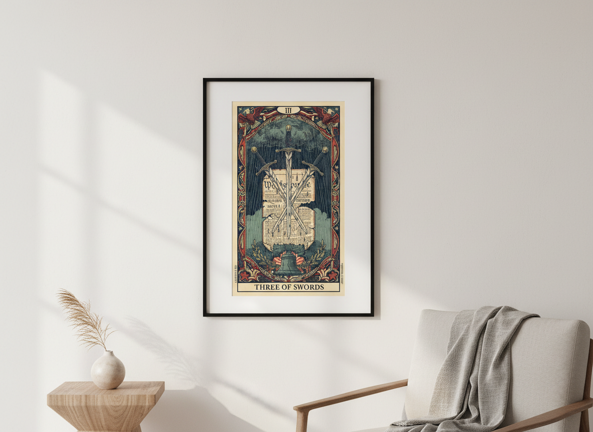 America 250 Tarot Series - Three of Swords a commemorative tarot collection celebrating 1776–2026.