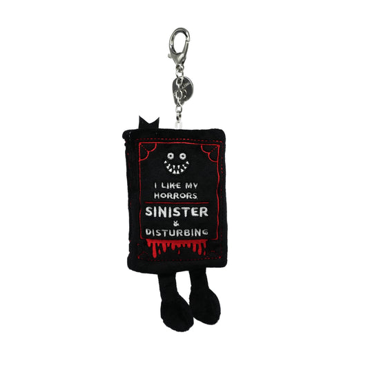 "I Like My Horrors Sinister & Disturbing" Book Plush Bag Charm