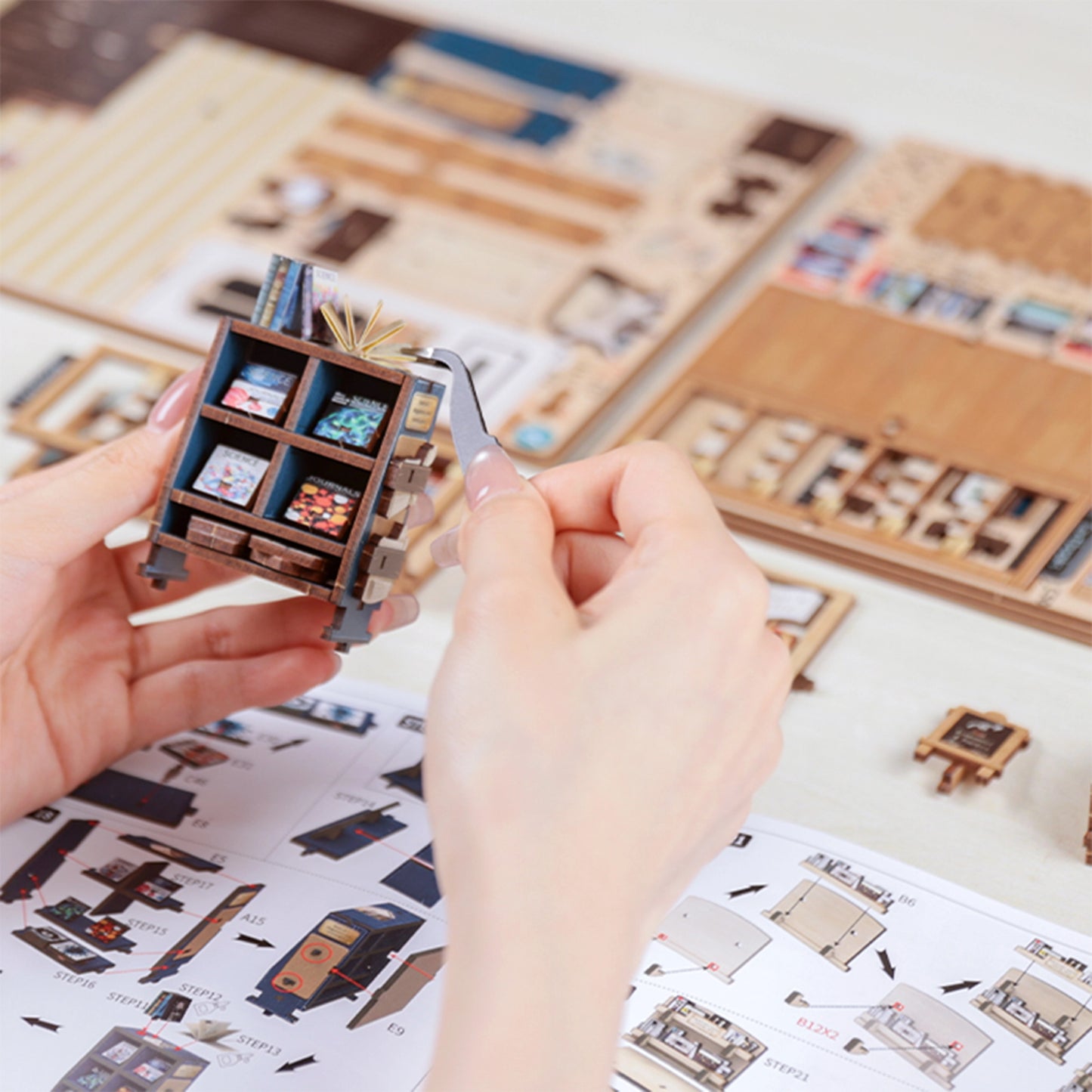 The Scholar's Bookstore — DIY Miniature Book Nook Kit with LED Lighting