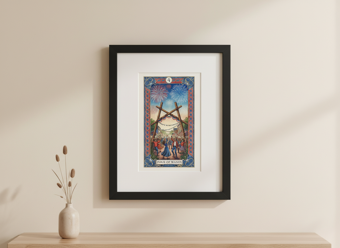 America 250 Tarot Series - Four of Wands a commemorative tarot collection celebrating 1776–2026. (Copy)