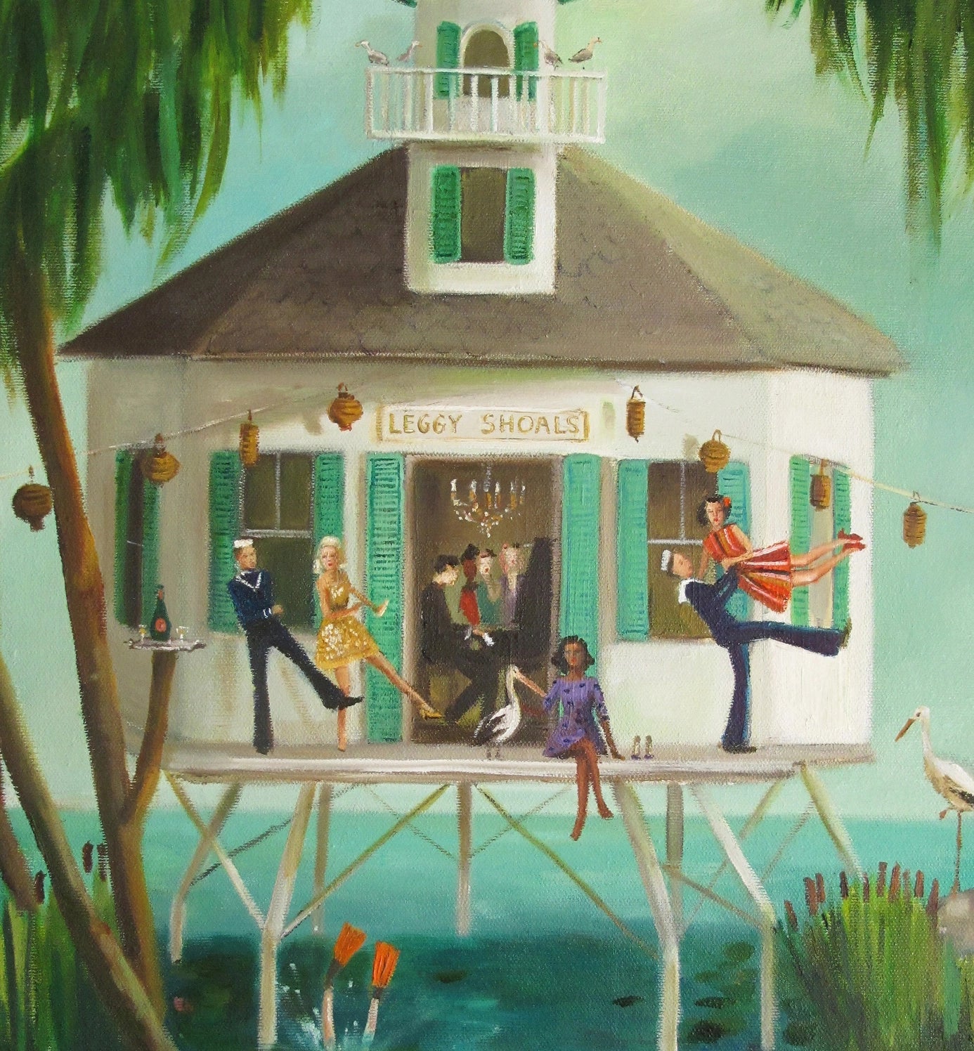 A Dive Bar Called Leggy Shoals, Open Edition Print by Janet Hill