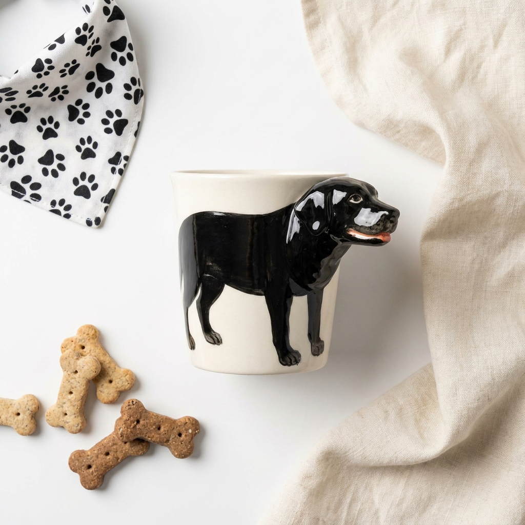 Black Labrador Retriever Hand-Painted Ceramic Mug