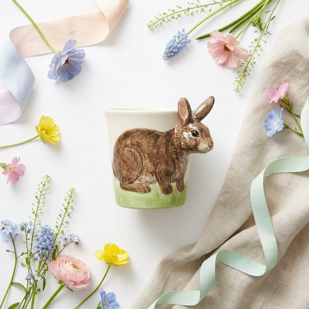 Bunny Rabbit Hand-Painted Ceramic Mug