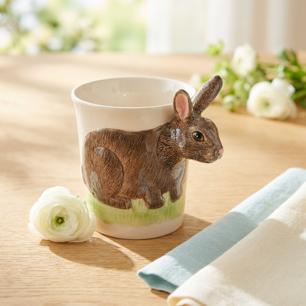 Bunny Rabbit Hand-Painted Ceramic Mug