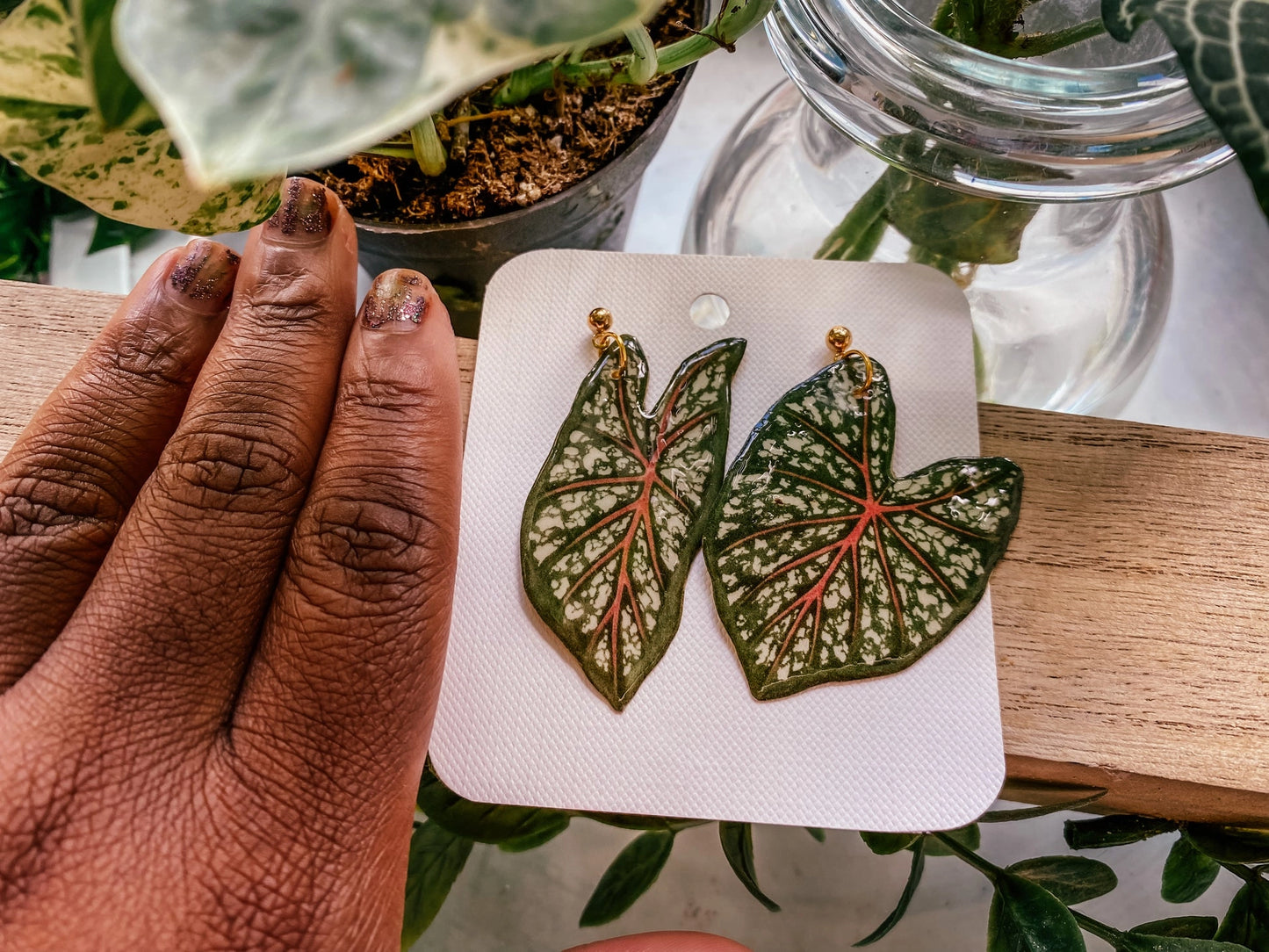 Caladium Leaf Mismatch Earrings