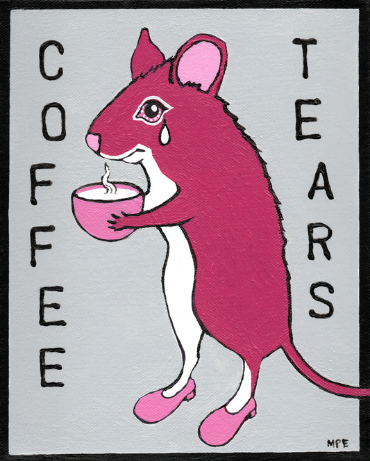 Pink Mouse Coffee Tear, Acrylic Paint by Mary Engel