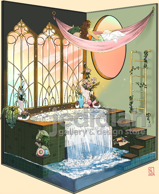 Bathroom Print by Catherine Liu