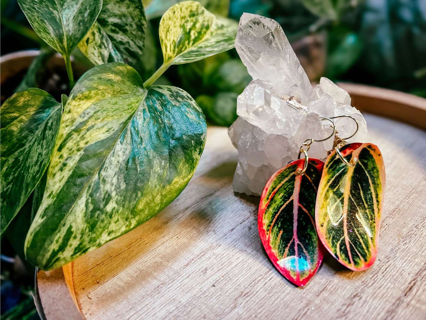 Aglaonema Leaf Earrings