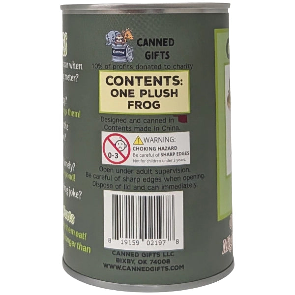 Canned Frog tin can side label