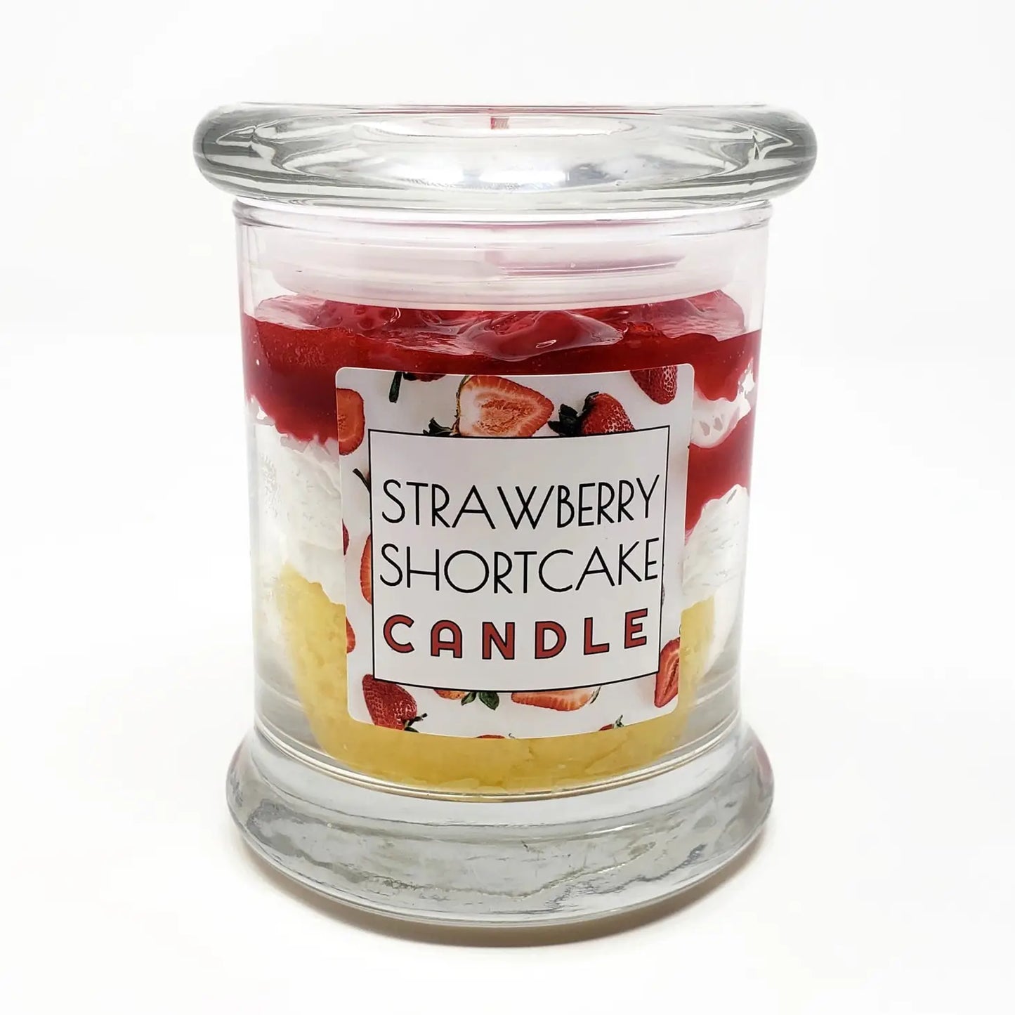 Jar Candle - Scented Strawberry Shortcake Candle with Lid