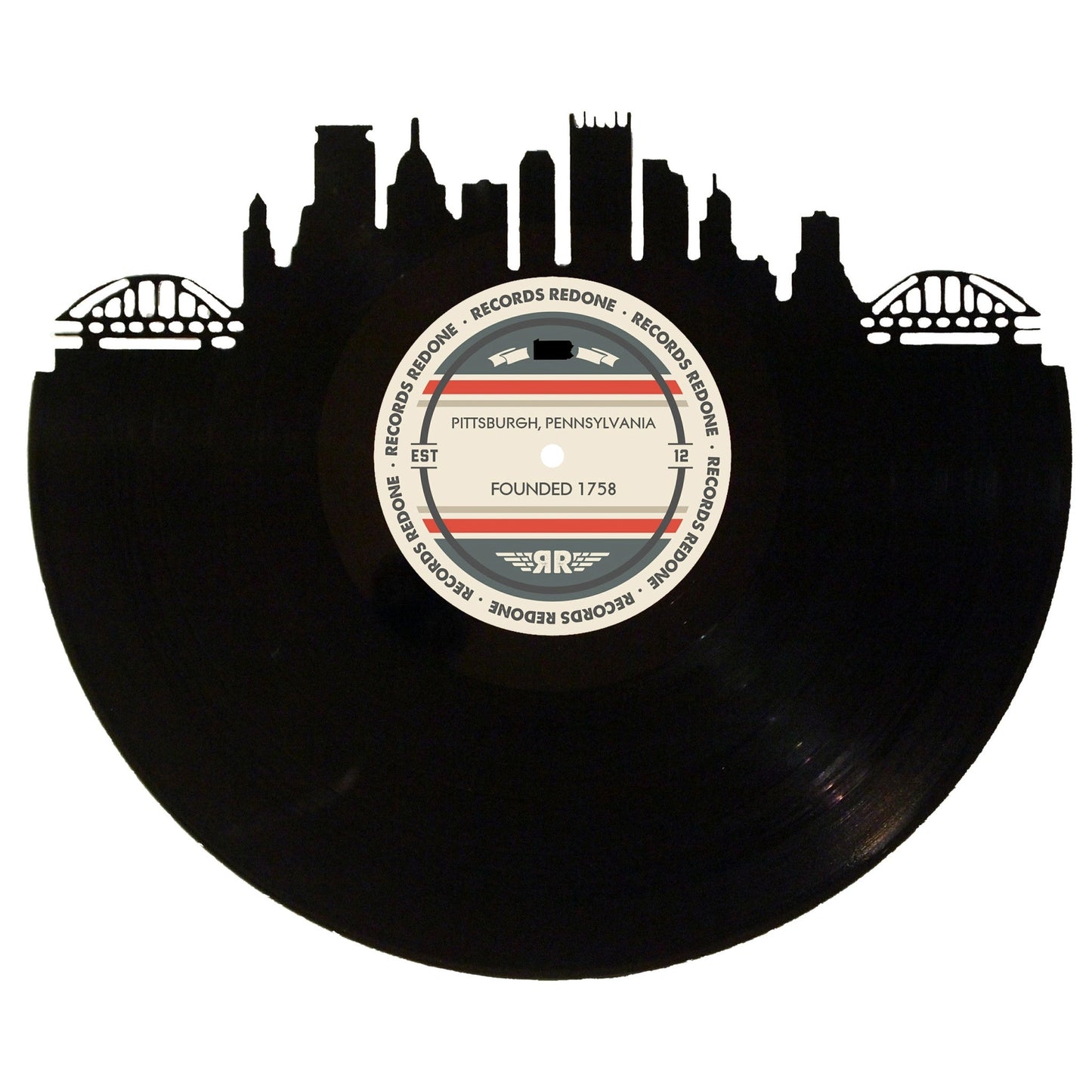 Pittsburgh Skyline Vinyl Record Wall Art