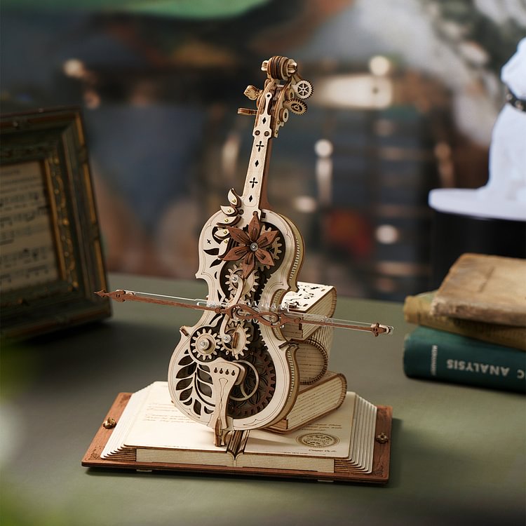 Magic Cello Mechanical Music Box 3D Wooden Puzzle AMK63