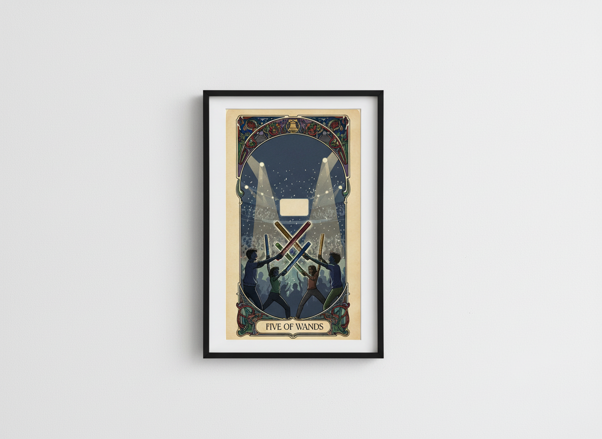Philly Tarot Card Prints Framed - Five of Wands