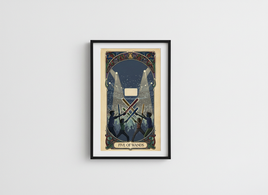 Philly Tarot Card Prints Framed - Five of Wands