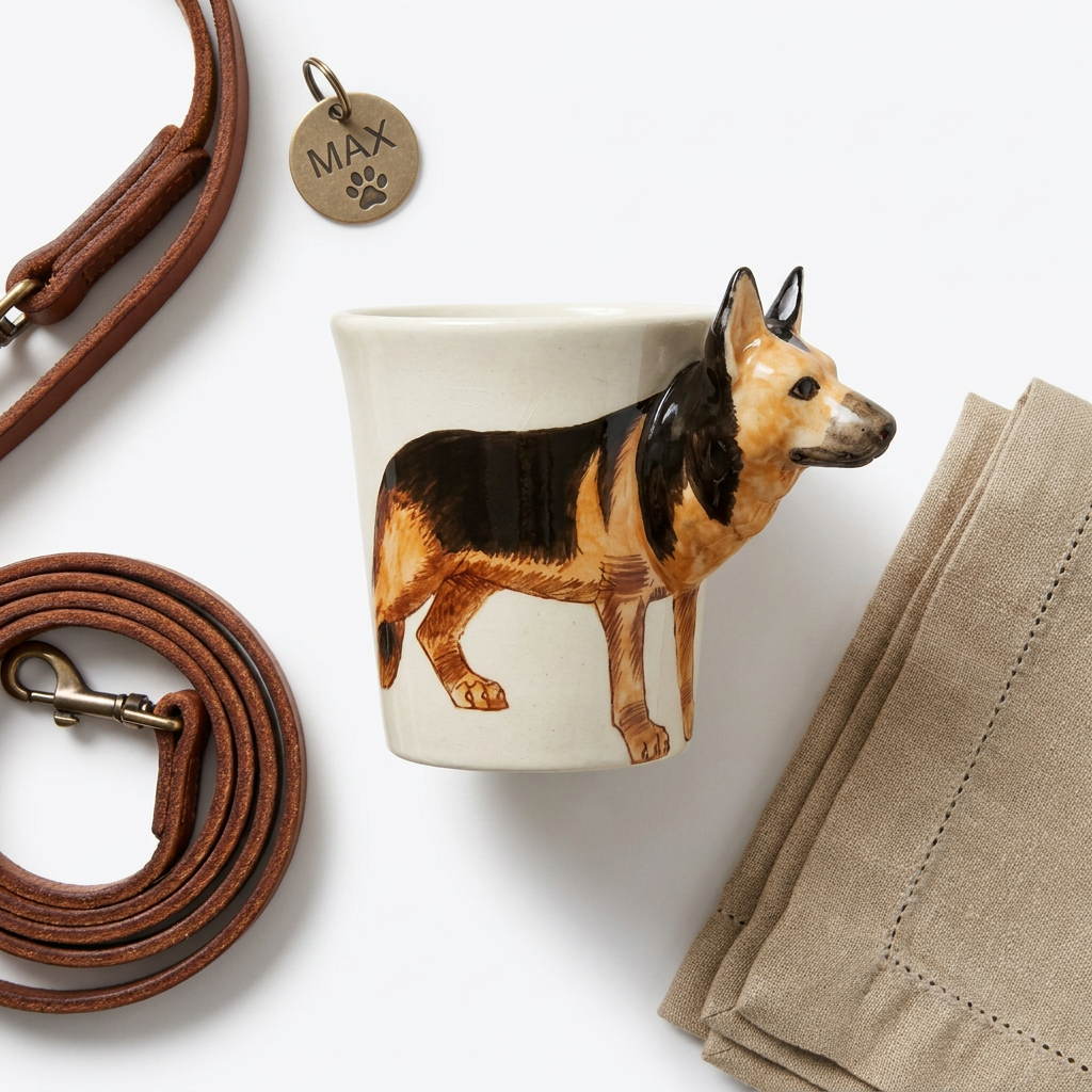 German Shepherd Hand-Painted Ceramic Mug