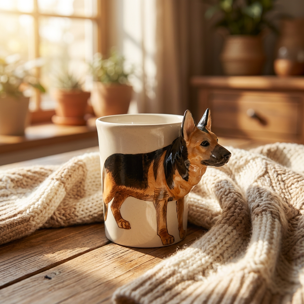 German Shepherd Hand-Painted Ceramic Mug