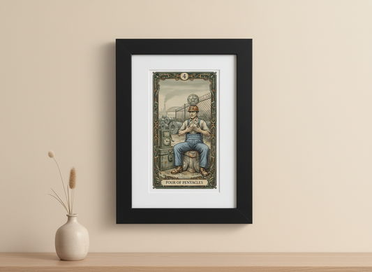 America 250 Tarot Series - Four of Pentacles, a commemorative tarot collection celebrating 1776–2026.