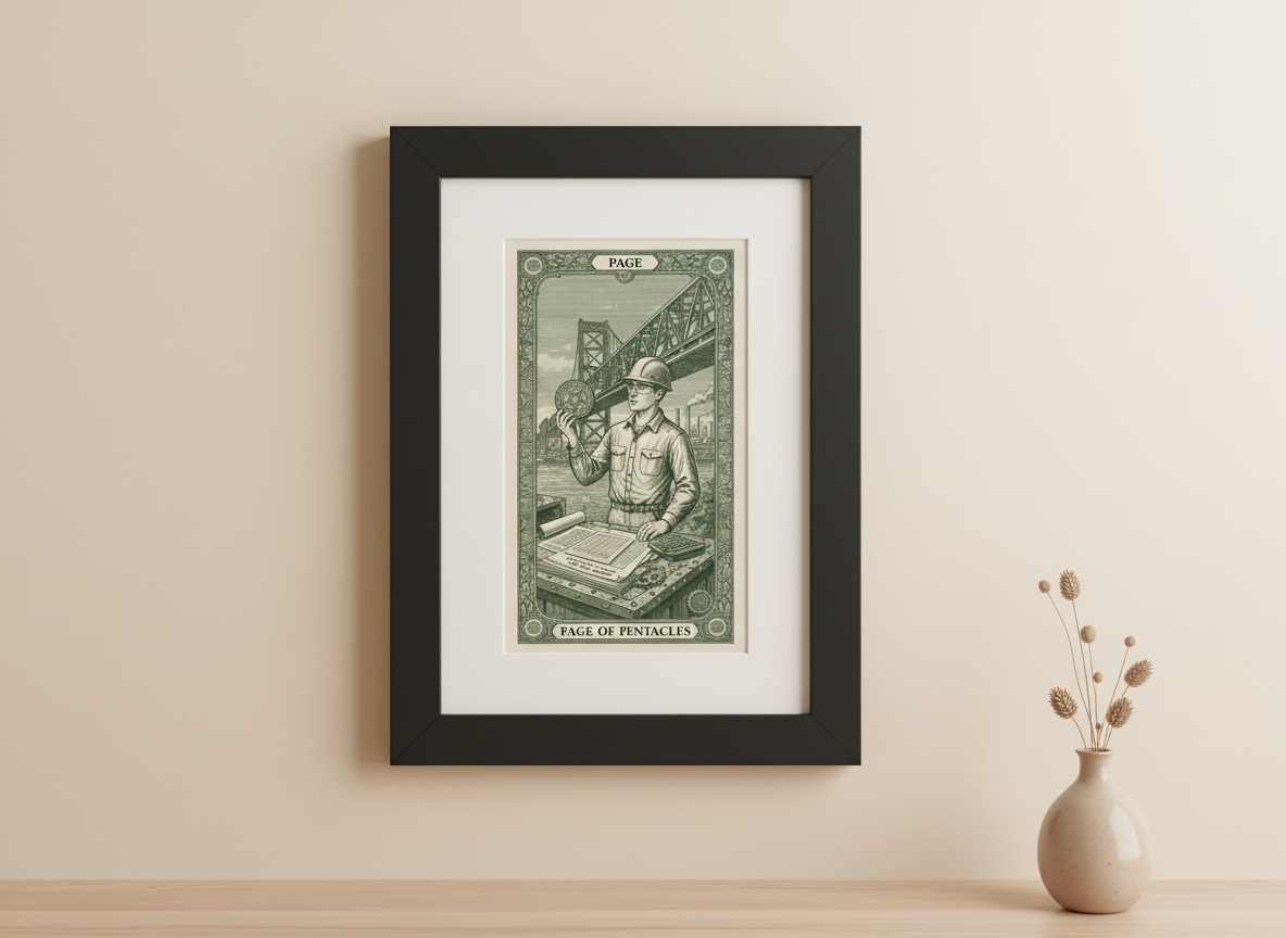 America 250 Tarot Series - Page of Pentacles, a commemorative tarot collection celebrating 1776–2026.