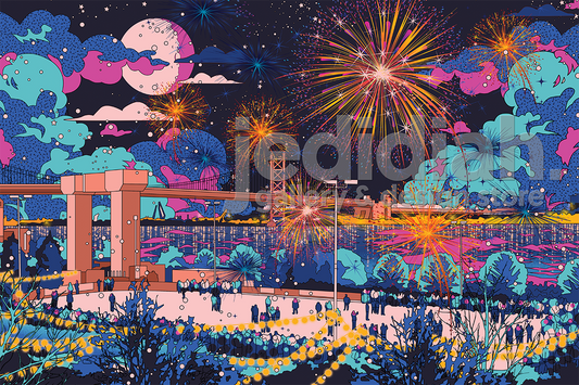 New Year's Eve at Penn's Landing, Open Edition Print by Jedidiah Studios