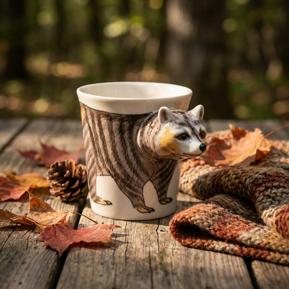Raccoon Hand-Painted Ceramic Mug