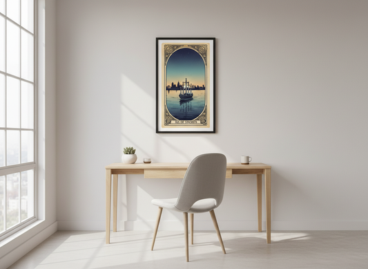 Philly Tarot Card Prints Framed - Six of Swords