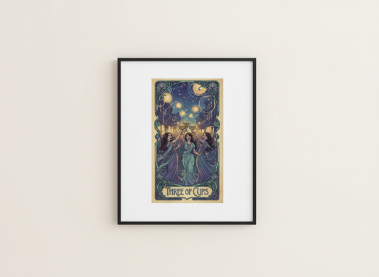 Philly Tarot Card Prints Framed - Three of Cups