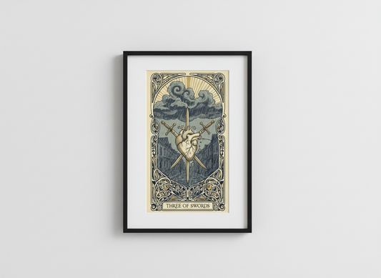 Philly Tarot Card Prints Framed - Three of swords