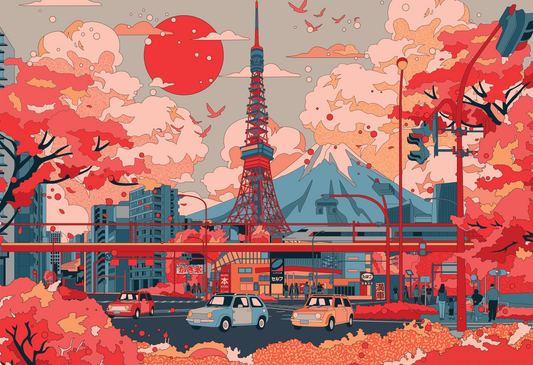 Spring in Tokyo, Open Edition Print by Jedidiah Studio