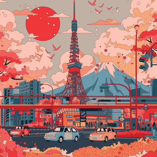 Spring in Tokyo, Open Edition Print by Jedidiah Studio