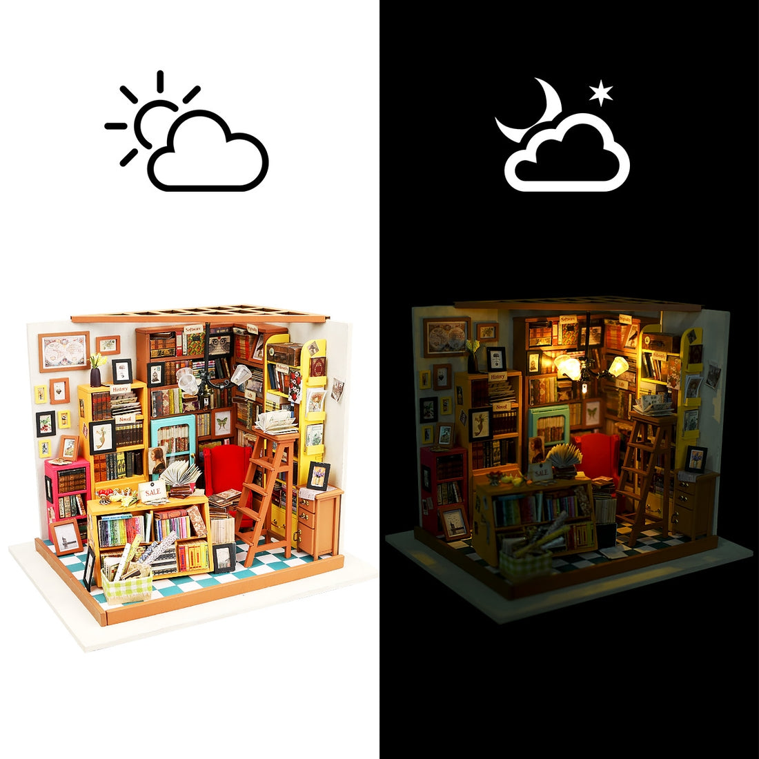 Sam's Study Room DIY Miniature Dollhouse Kit