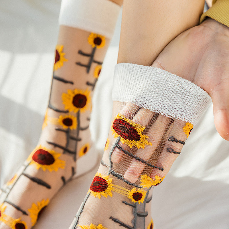 NEW! Embroidery Flower Socks