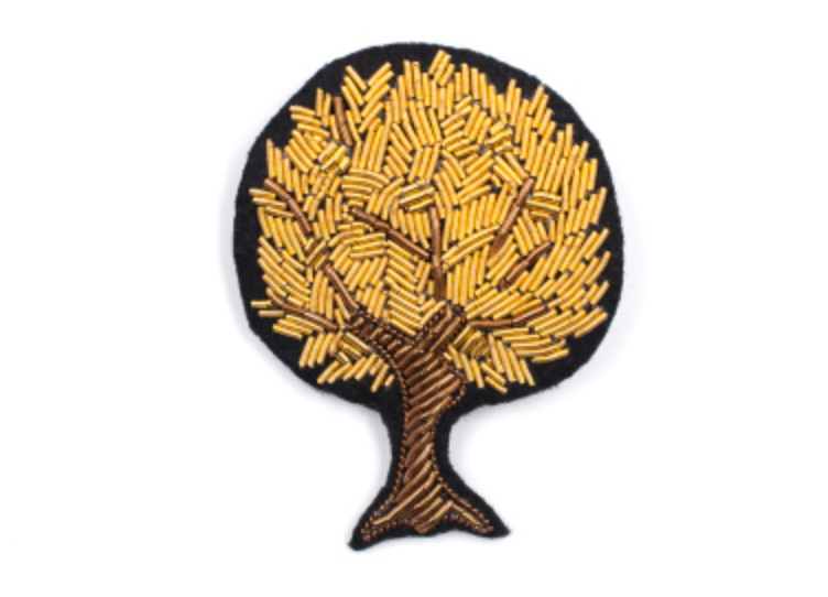 HAND-EMBROIDERED "GOLDEN TREE" BROOCH