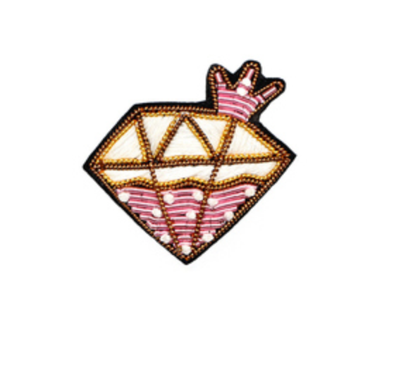 HAND-EMBROIDERED "FANTASY PINK DIAMOND" BROOCH