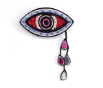 LARGE HAND-EMBROIDERED "EYES" BROOCH