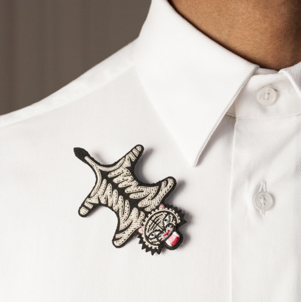 LARGE HAND-EMBROIDERED "TIGER CARPET" BROOCH