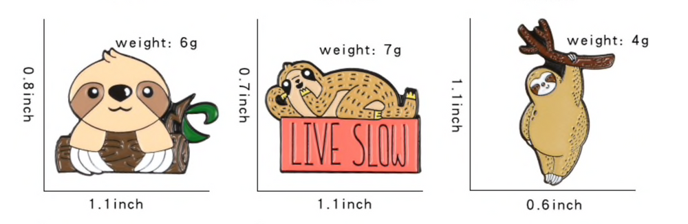 Live Slow Spirit Animal Enamel Pin Sloth