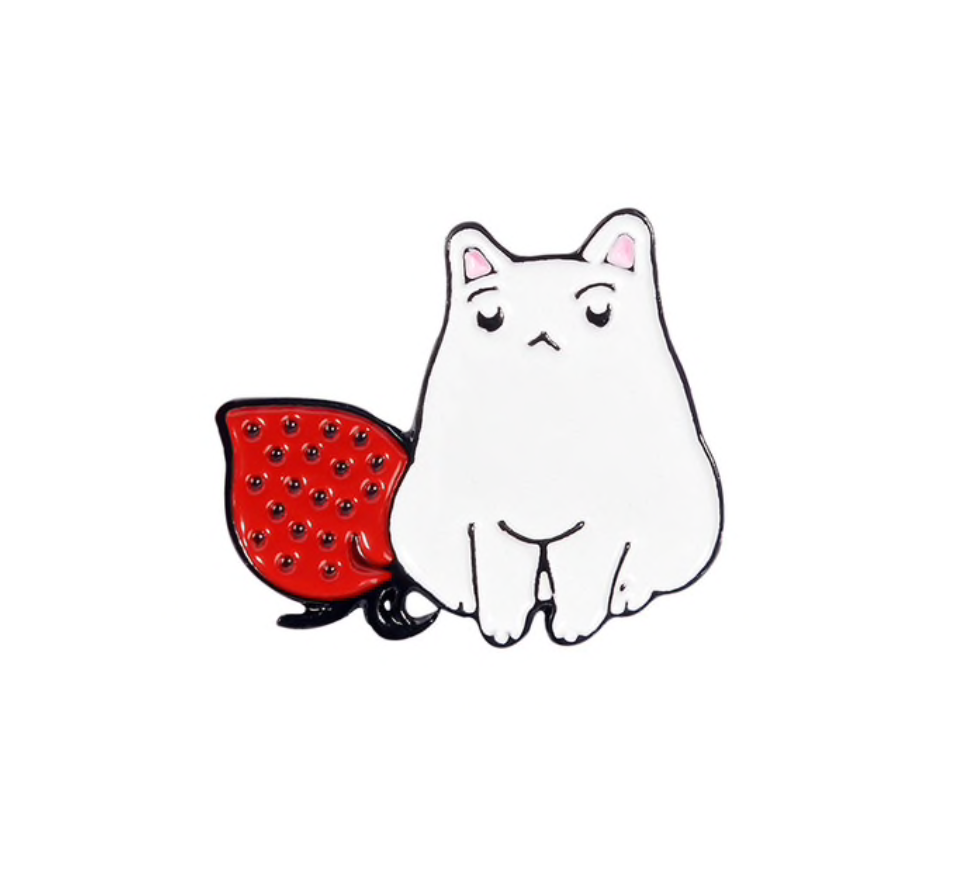 White Fat Cat Enamel Pin