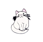 White Fat Cat Enamel Pin