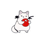 White Fat Cat Enamel Pin
