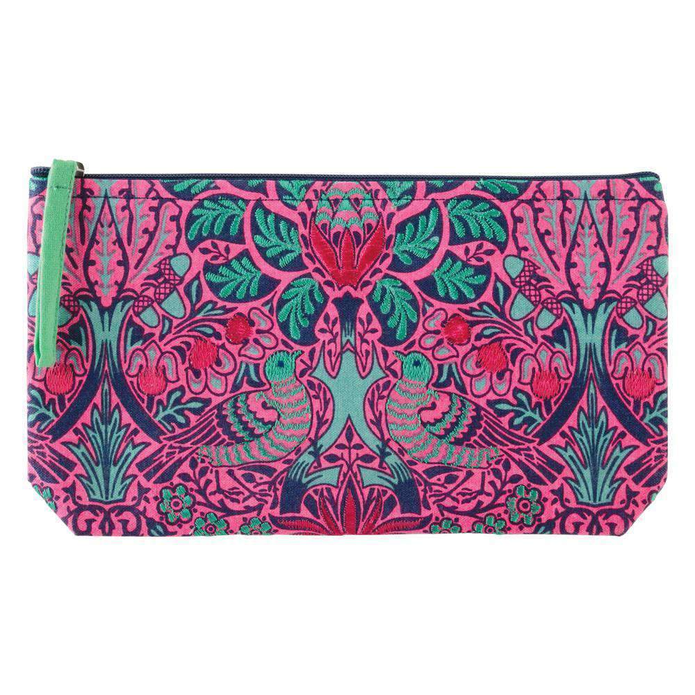 WILLIAM MORRIS DOVE AND ROSE EMBROIDERED POUCH